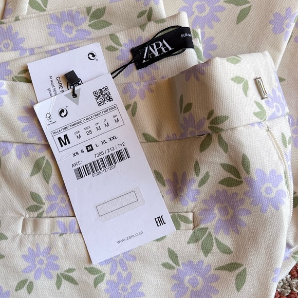 Zara NWT mini flare floral print crop ankle pants M - Picture 5 of 6